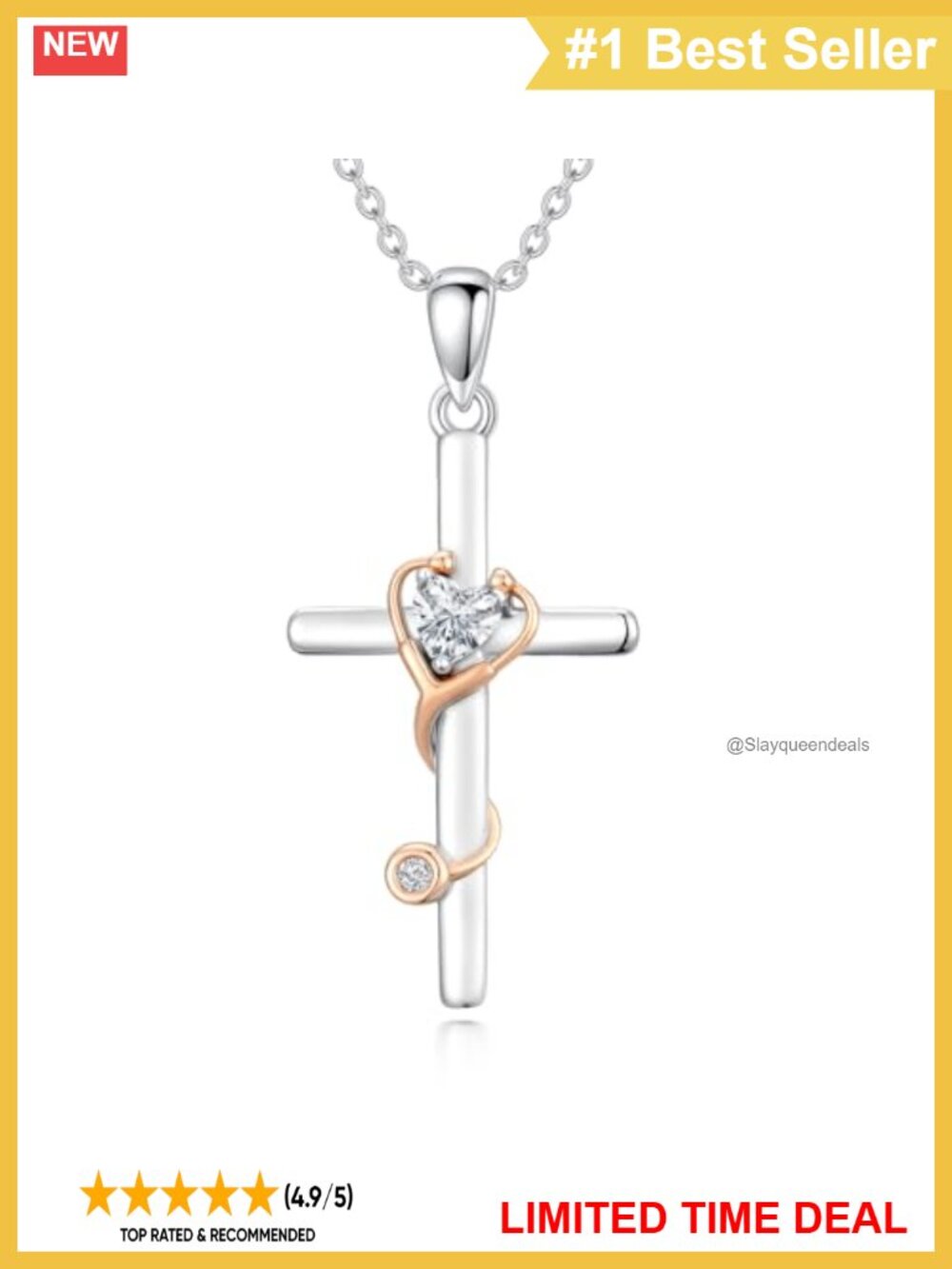 Sterling Silver Stethoscope Cross Pendant Necklace Nurse Jewelry